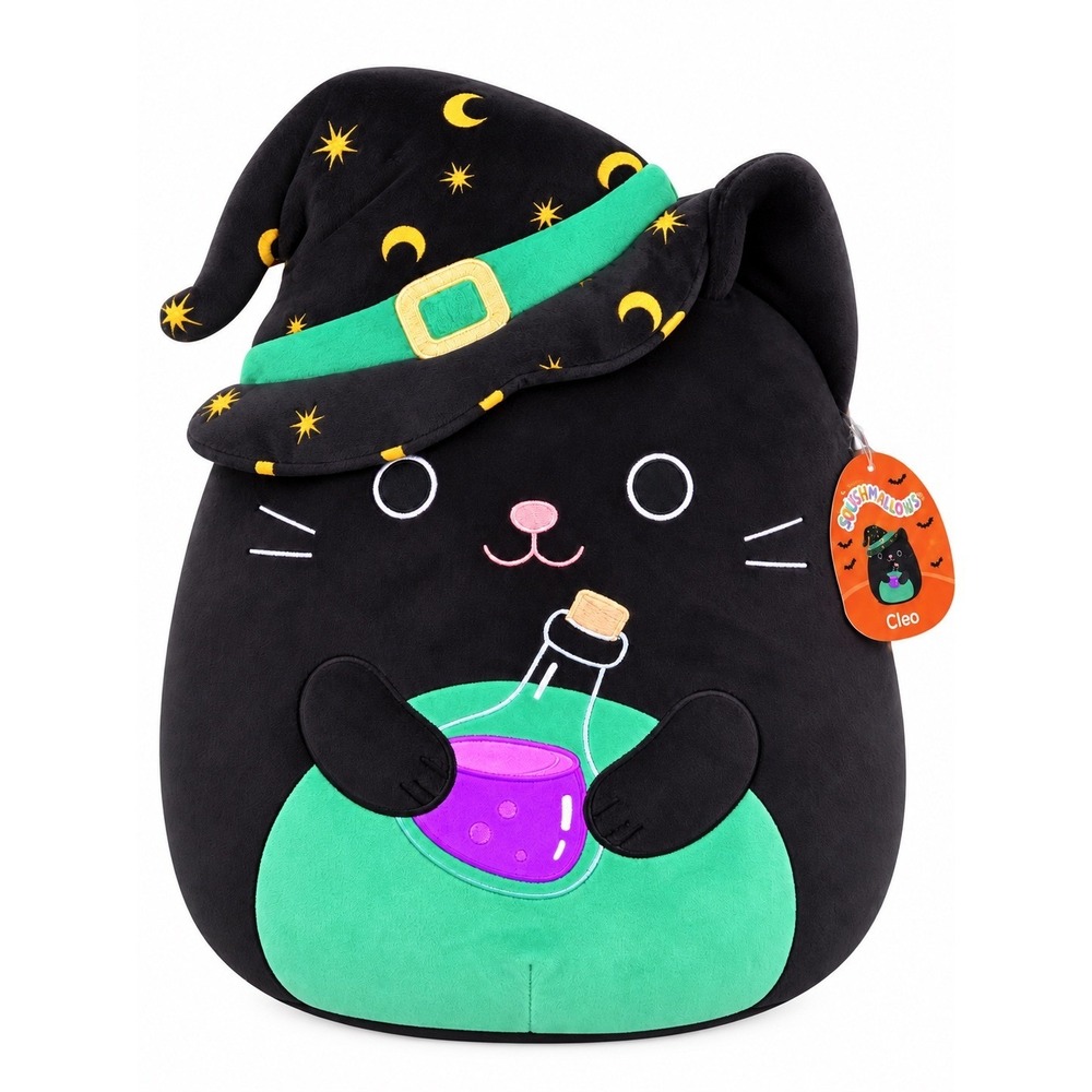 Squishmallows CLEO the Black Cat Witch Hat Potion 16 inch Halloween Plush NWT